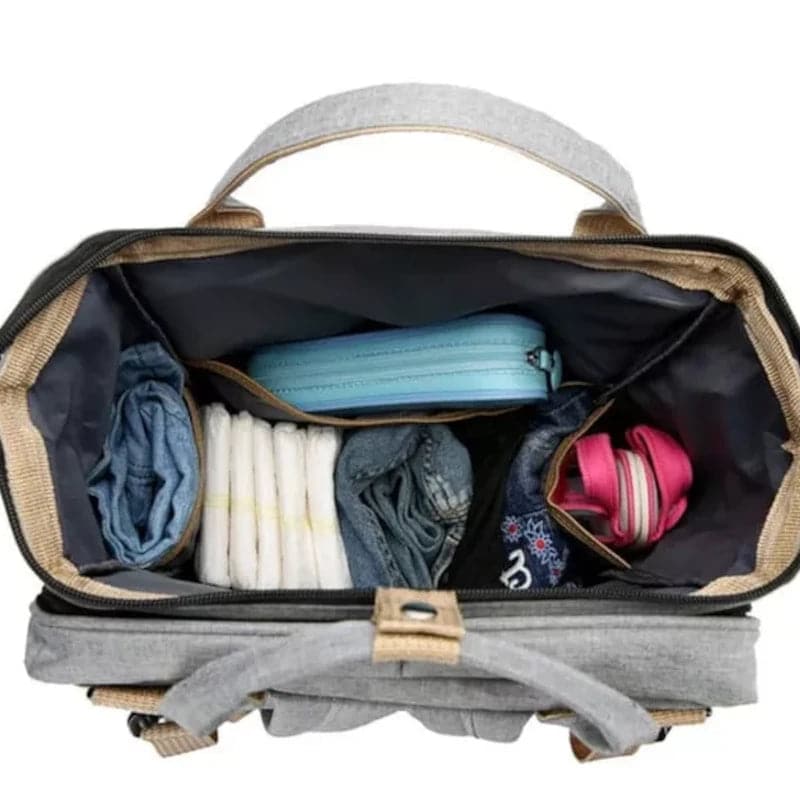 Bolso pañalera multiusos plegable con cuna cambiador de bebe