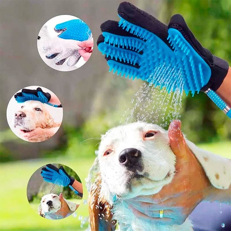 Cepillo Guante Manguera Mascota Baño Perro Gato Ducha Canina