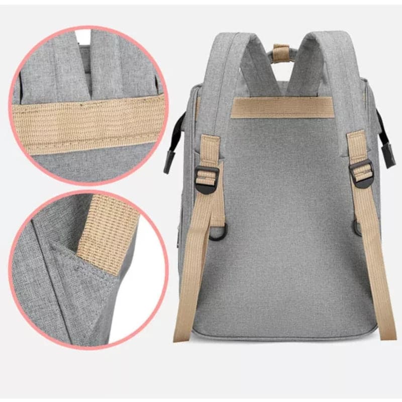 Bolso pañalera multiusos plegable con cuna cambiador de bebe