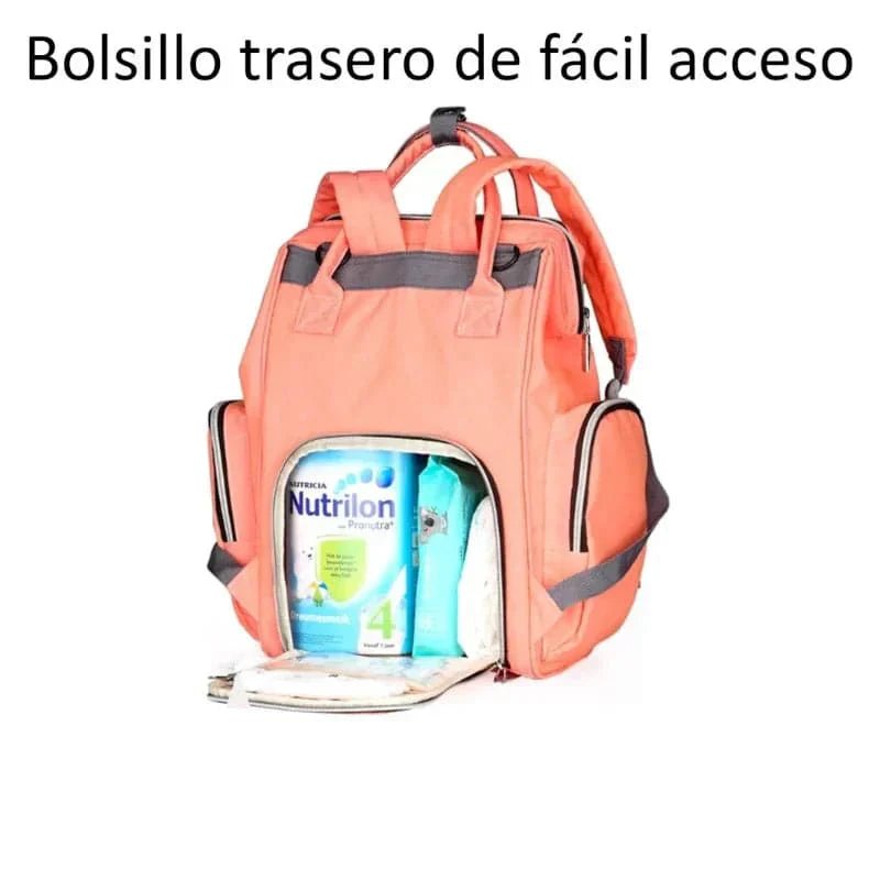 Bolso pañalera tipo morral multiuso con bolsillos térmicos